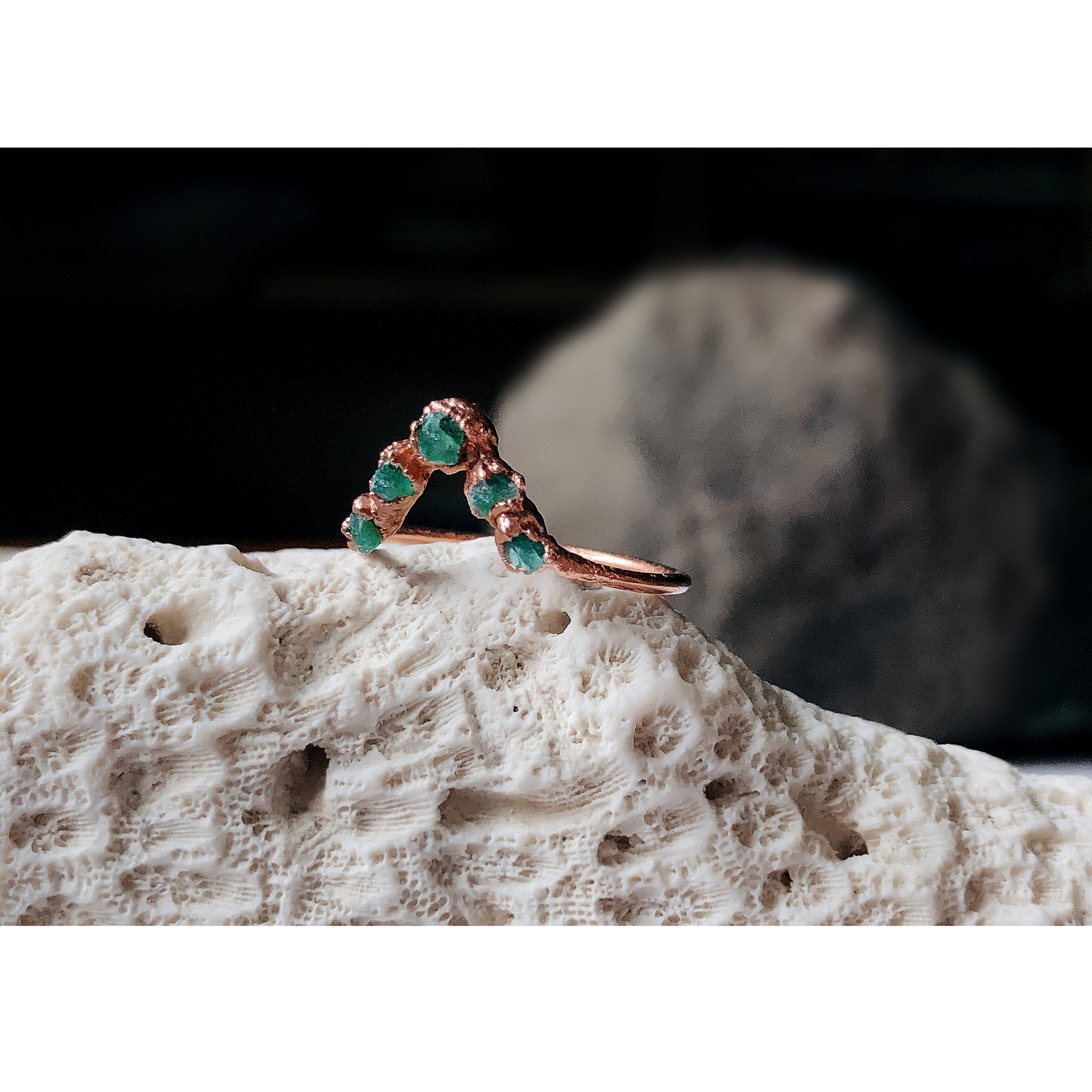 Multi Raw Emerald Stone Ring Set Raw Stone Engagement Ring | Etsy