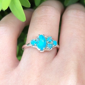Turquoise Engagement Ring, Raw Turquoise Engagement Ring for Women, Boho Turquoise bridal Ring, Turquoise Ring 14k Gold