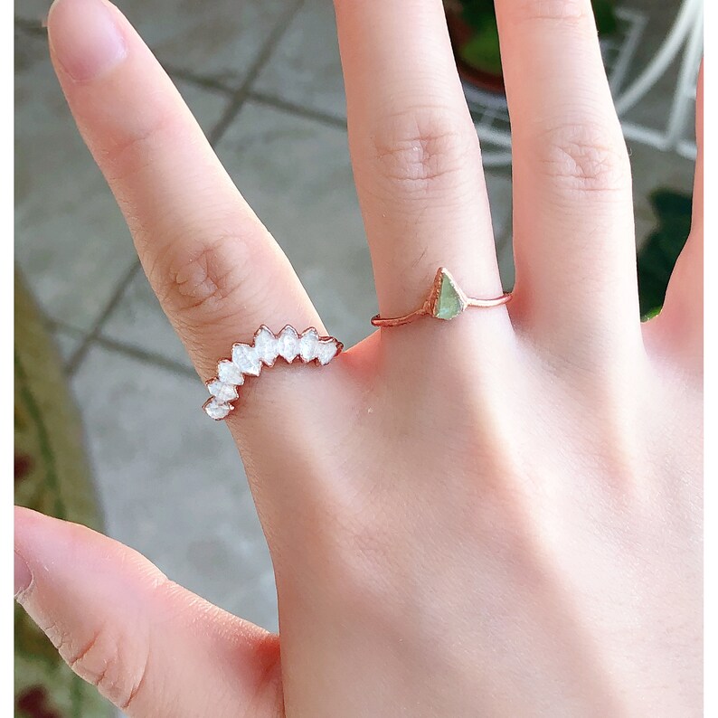 wedding Ring Raw Gemstone ring Raw Herkimer Diamond Ring For Woman Diamond Engagement Ring Raw Diamond Ring Raw Aquamarine Ring