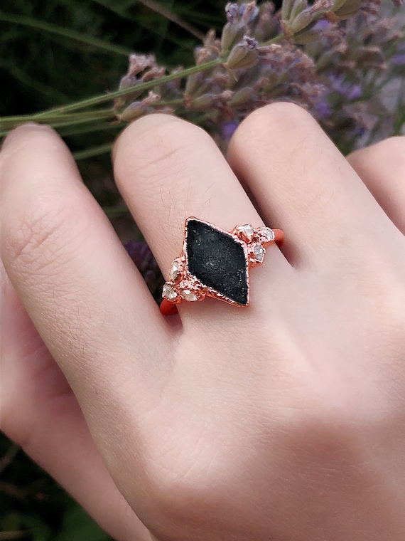 Black Tourmaline Gold Ring code 8526