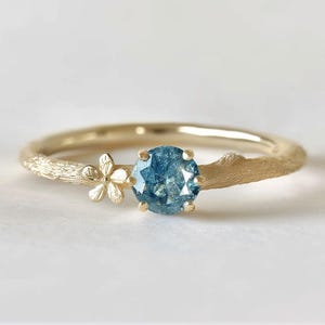 14k Gold Blue Diamond Ring, Natural blue Diamond Ring, Blue Diamond Ring, Engagement ring, Blue Diamond, Diamond Ring
