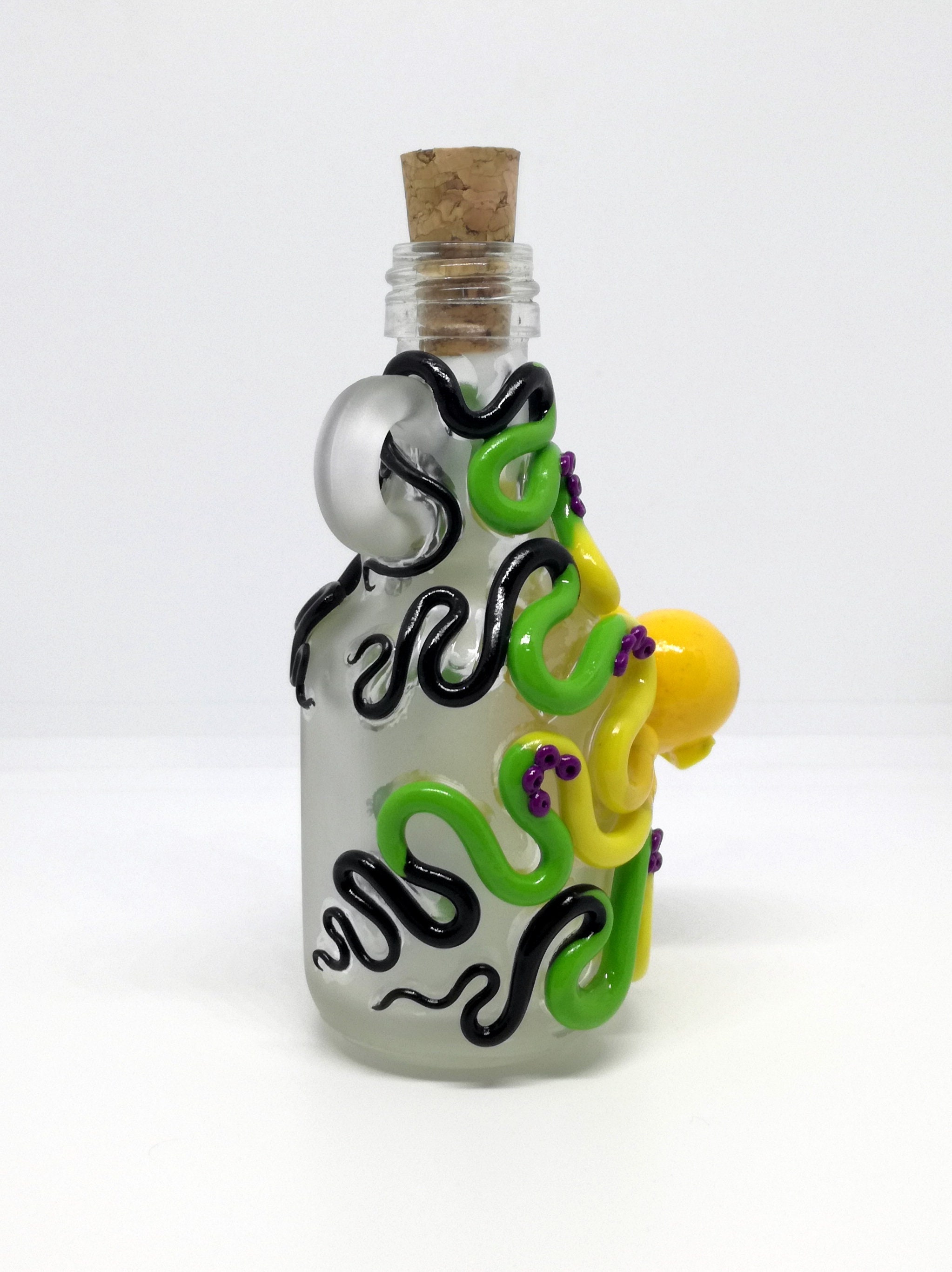 Small Glass Decorative Octopus Bottle with a Cork Plug Oils Etsy