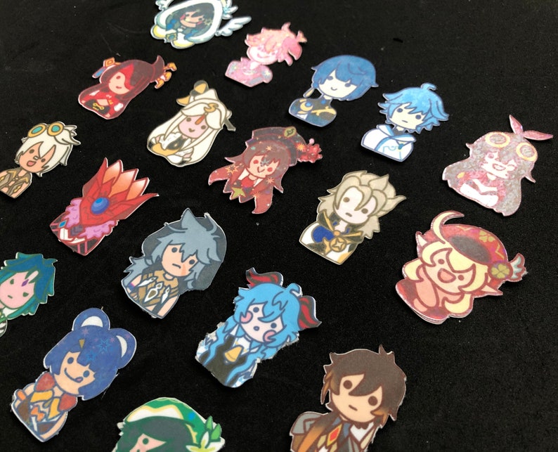 Derpy Genshin Impact Holographic Paper Stickers Gacha Genshin Impact Paper Party Supplies Stickers Labels Tags