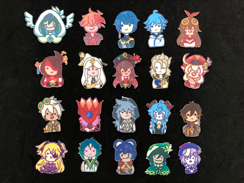 Derpy Genshin Impact Holographic Paper Stickers Gacha Genshin Impact Paper Party Supplies Stickers Labels Tags