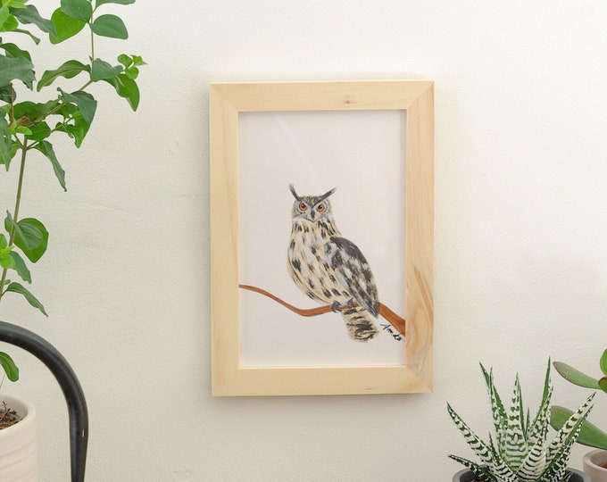 Original painting Owl Great Duke on paper