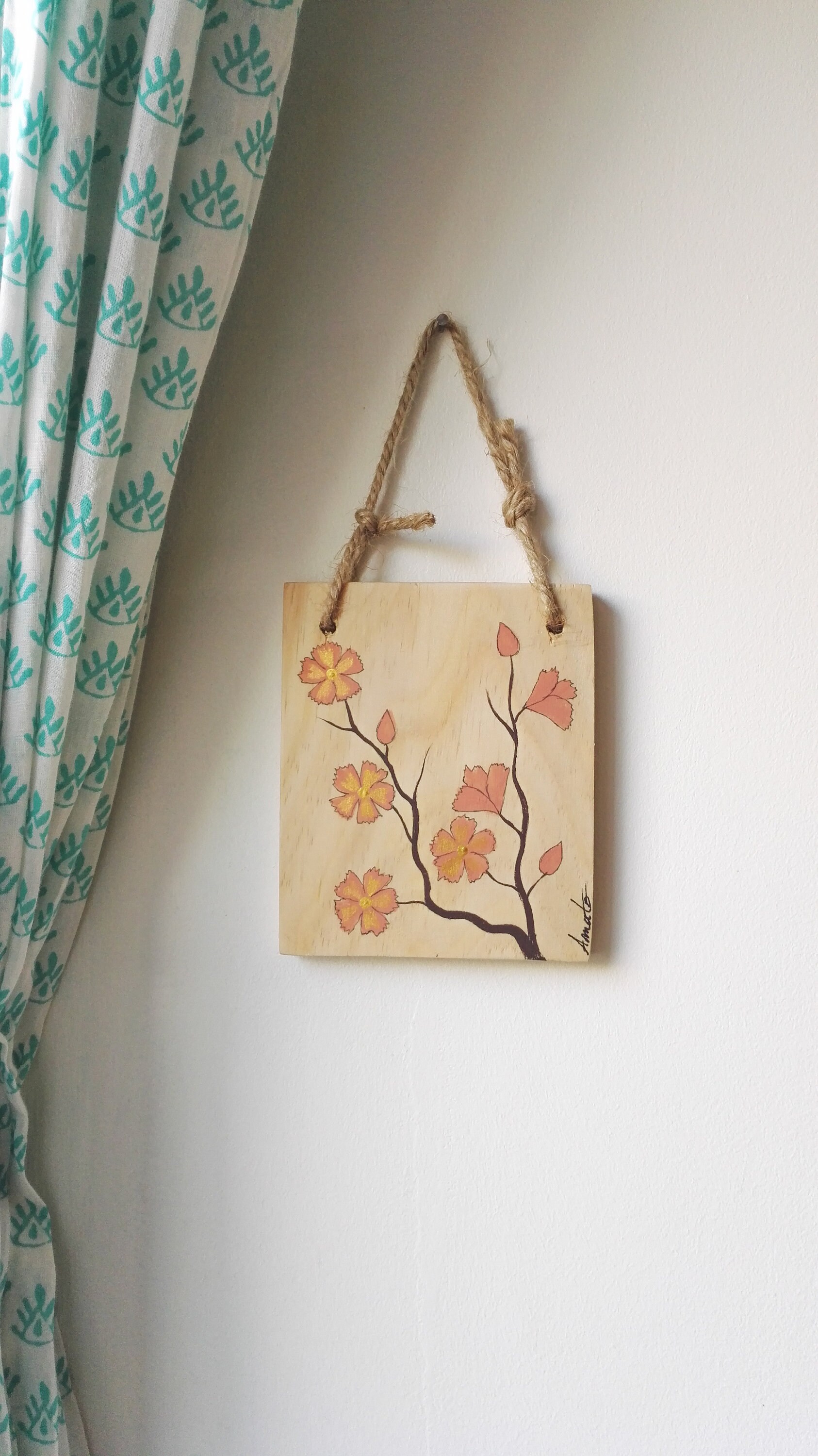 Mini Tableau Peinture Florale sur Bois de Récup'