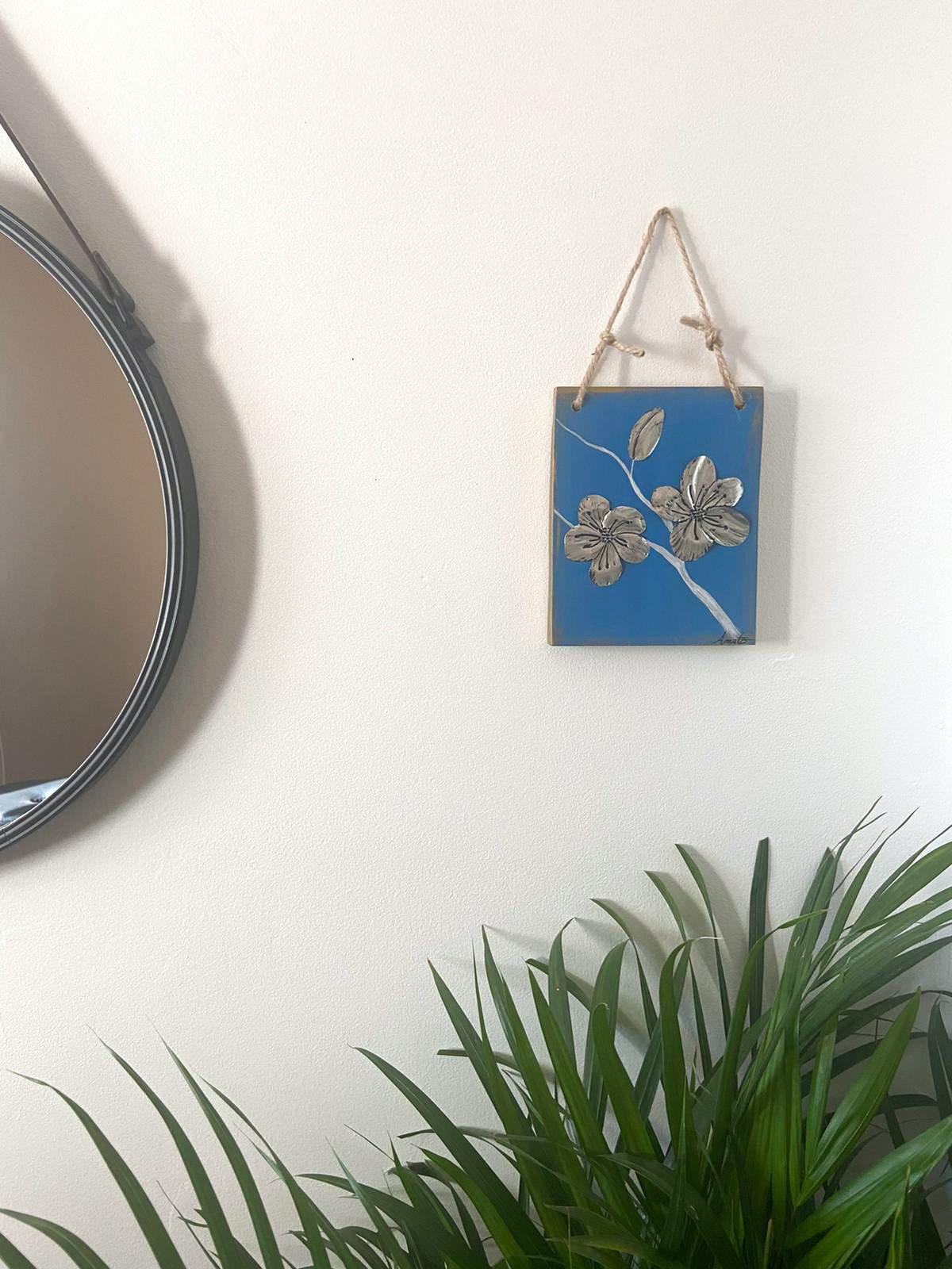 Tableau Fleurs en Métal Repoussé