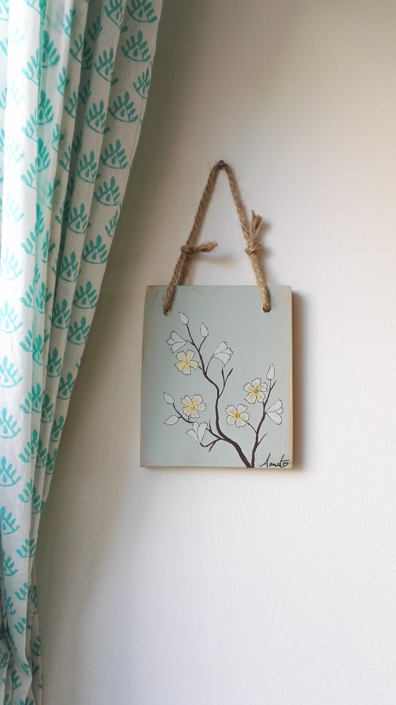 Mini Tableau Peinture Florale sur Bois de Récup'