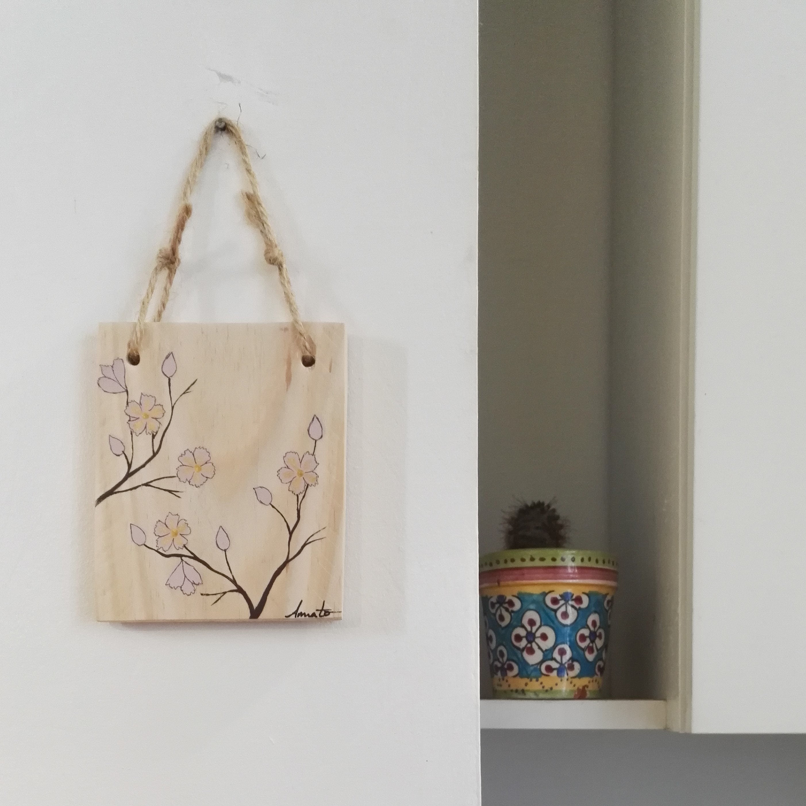 Mini Tableau Peinture Florale sur Bois de Récup'