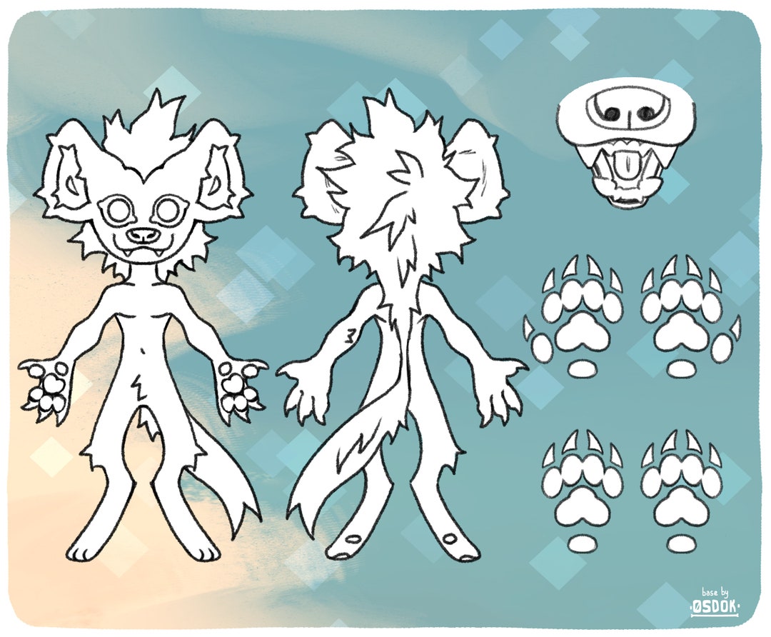 HYENA REFERENCE BASE Furry Lineart for Fursona / Original Character