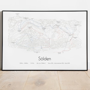 Affiche/impression de carte des pistes de ski de Sölden