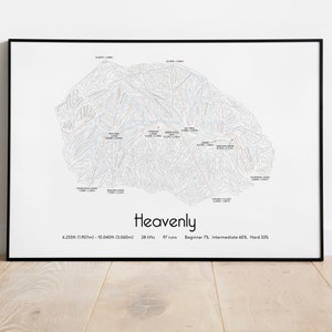 Póster/impresión del mapa de pistas de esquí Heavenly