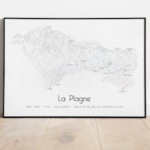 Cartel/impresión del mapa de pistas de esquí de La Plagne