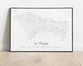 La Plagne Ski Piste Map Poster/Print