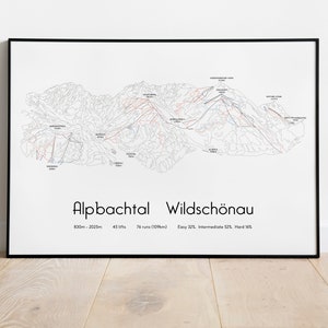 Alpbachtal Wildschönau Ski Juwel, carte des pistes de ski, poster/impression