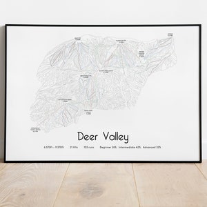 Poster/afdruk: pistekaart skipiste hert Valley