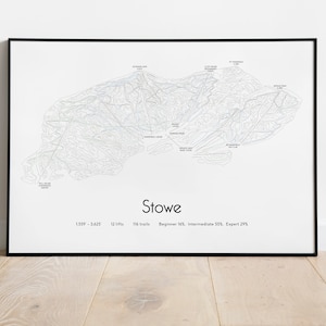 Póster/impresión del mapa de pistas de esquí de Stowe Mountain Resort