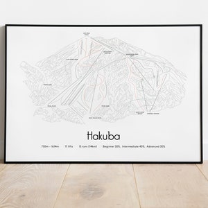 Hakuba - Japón - Cartel/impresión del mapa de pistas de esquí