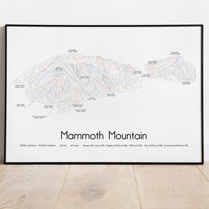 Póster/impresión del mapa de pistas de esquí de Mammoth Mountain