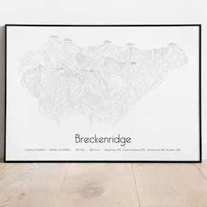 Breckenridge Trail Ski Piste Map Poster/Print