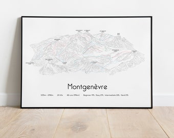 Montgenevre Ski Piste Map Poster/Print