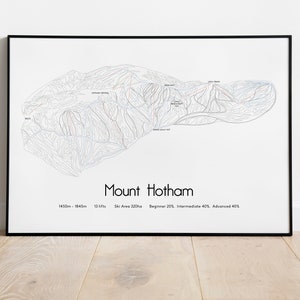 Póster/impresión del mapa de pistas de esquí del monte Hotham