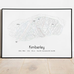 Kimberley Ski Piste/Wanderkarte Poster/Print