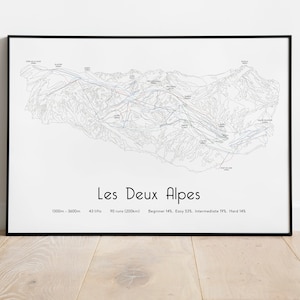 Les Deux Alpes / Les 2 Alpes Ski Piste Map Poster/Print