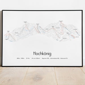 Hochkönig - Maria Alm / Dienten / Mühlbach Mapa de pistas de esquí Cartel/Impresión