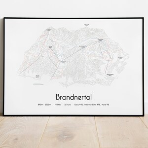 Brandnertal . Brand. Bürserberg . Póster/impresión del mapa de pistas de esquí