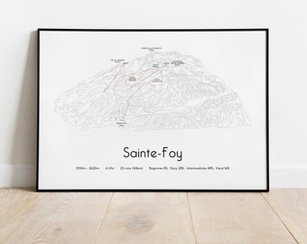 Sainte-Foy Ski Piste Map Poster/Print