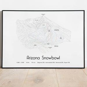 Póster/impresión del mapa de pistas de esquí de Arizona Snowbowl