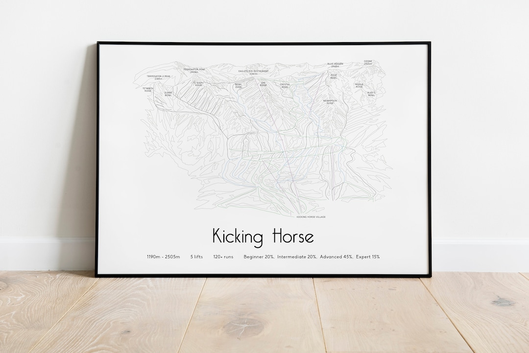 Kicking Horse Trail Ski Piste Map Poster/print - Etsy Canada