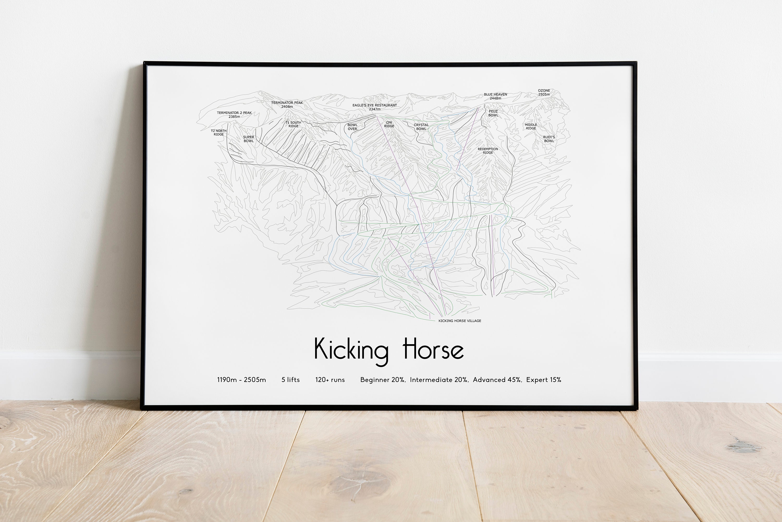 Kicking Horse Trail Ski Piste Map Poster/print - Etsy