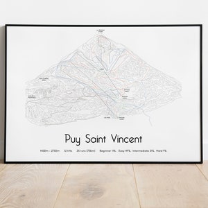 Póster/impresión con mapa de pistas de esquí de Puy Saint Vincent