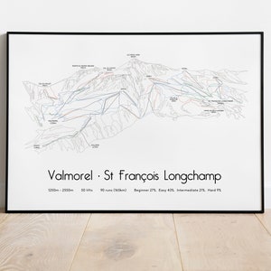 Valmorel St Francois Longchamp Pistenplan Poster/Druck