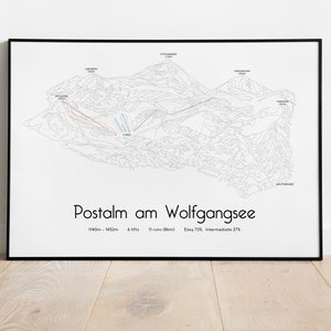 Poster/impression de carte des pistes de ski de Postalm am Wolfgangsee