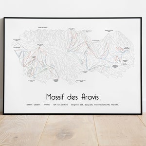 Massif des Aravis . La Clusaz . La Grand Bornand . Manigod . Saint-Jean-de-Sixt . Ski Piste Map Poster/Print image 1