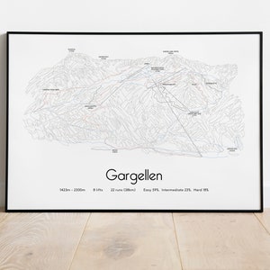 Gargellen Montafon - Cartel/impresión del mapa de pistas de esquí