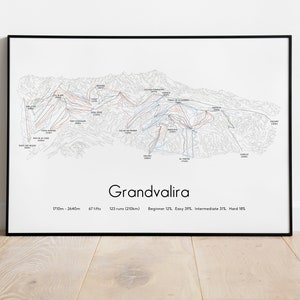Grandvalira - Soldeu, Pas de la Case, Andorre - Poster/Print du plan des pistes de ski