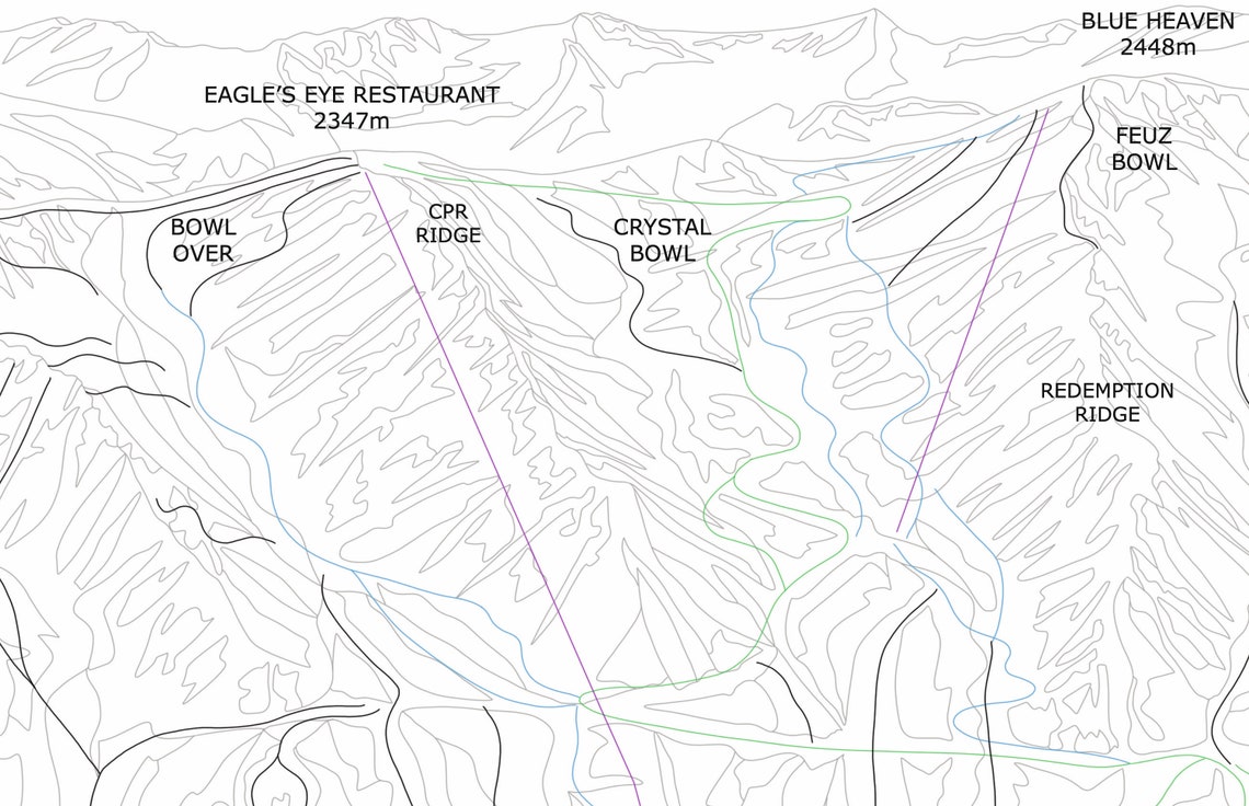 Kicking Horse Trail Ski Piste Map Poster/print - Etsy