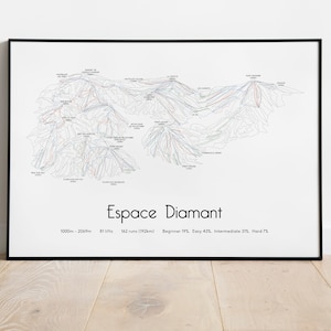 Espace Diamant Ski Piste Map Poster/Print