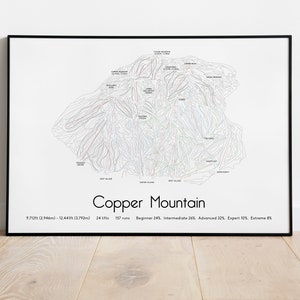 Póster/impresión del mapa de pistas de esquí de Copper Mountain