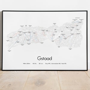 Pista de esquí de Gstaad/Póster/Impresión del mapa de senderos