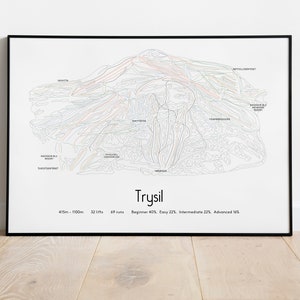 Trysil-Noorwegen. Poster/afdruk skipistekaart