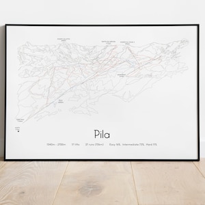 Pila - poster/afdruk: skipistekaart Valle d'Aosta