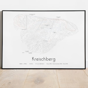 Cartel/impresión del mapa de pistas de esquí de Kreischberg