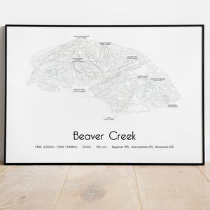Beaver Creek Ski Piste Trail Map Poster/Print