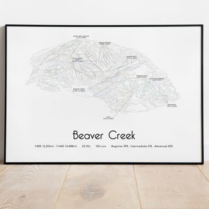 Póster/impresión del mapa de la pista de esquí de Beaver Creek