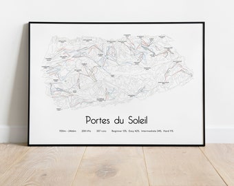 Portes du Soleil - Avoriaz . Morzine . Les Gets Ski Piste Map Poster/Print